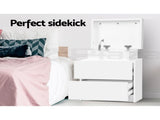 Artiss 2X Bedside Table 2 Drawers Lift-up Storage White FURNI-O-BS-02-WHX2