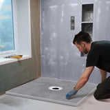Shower Curb Kit, 914x914mm Shower Pan Kit with 160mm Central Drain, Lightweight EPS Shower V952-LYAZDB3636YCVU1CGV0