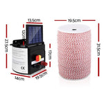 Giantz Fence Energiser 5KM Solar Powered Electric 2KM Poly Wire SFC-SO15-5KM-2000-NS