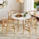 1 Artiss Dining Table and 4 Chairs Set Wishbone Wood DSET-TAB01-RAT-WDX4