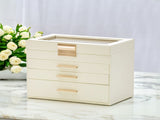 4 Layer Jewelry Box PU Leather Jewellery Organizer Multi-functional Storage Case with Clear Glass V985-JEWELRYORGANIZER