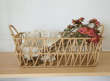 Handwoven paper rope storage basket with a rectangular design and two handles perfect for V1265-AU-042-XIAO