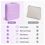 Stylish Handheld Partitioned Cosmetic Bag with Adjustable Dividers & Detachable Mirror, Travel V1366-AZ2-W-11639