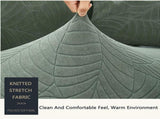 Waterproof sofa cover - Light grey jacquard leaf pattern - For 2-seater sofa V1188-MS101-00909-1