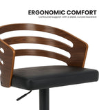 Sarantino Bentwood Walnut Barstool Leather Seat and Metal Base BAR-STL-MLM-081