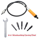 8 in 1 Woodworking Carving Chisel Wrench Flexible Shaft Carving Blades 5 Types Blade Yellow V1369-AZ3-W-21222