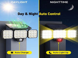 120-LED Solar Motion Sensor Outdoor Wall Light, 3 Adjustable Heads with 270&deg Coverage, 800 Lumens V1341-ZY-GYGPU3PZ-2PCS