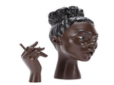 Head Scents Holder Funny Elegant Black Women Head Shaped Resin Home Office Desk Decor for Incense V1294-YM0901-3115260006812