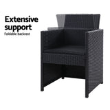 Gardeon 2PC Outdoor Dining Chairs Patio Furniture Wicker Garden Cushion Hugo ODF-CHAIR-DINING-B-2X-BK