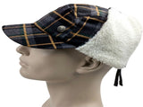 Plaid Supre Trapper Ushanka Hat Sherpa Lined Winter Ear Flap Cap - Grey/Black V563-KNGOL-K1502FA-CP316-S_M