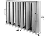 Pack of 6 Hood Filters 19.5W x 15.5H Inch, 430 Stainless Steel 5 Grooves Commercial Hood Filters, V952-YSFLQ6PCS5C20X16YV0