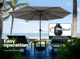 Instahut Outdoor Umbrella 2.7m Beach Pole Garden Tilt Sun Patio UV Charcoal UMB-POLE-27-TIL-CO