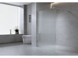 110cm Reeded Glass Shower Screen with White U-Brackets and Round Pole V63-918441