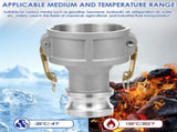 DA Type Camlock Quick Coupler, Wide Working Temperature and Multi Medium Compatibility, Tool Free V1366-AZ2-W-15511