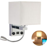 Bedside Wall Lamp with Flexible USB LED Reading Light, E27 Swing Arm Holder, 1 USB Port V1188-MS-520-080