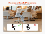 Saddle Rolling Stool, PU Leather Rolling Stool with Wheels, 360&deg Swivel Drafting Stool with V952-MADBSJSMADWKZES31V0