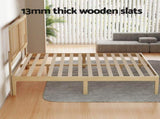 Artiss Bed Frame Queen Size with Rattan Headboard Wooden Bed Base BRUNO WBED-BRUNO-RIBO-Q-WD