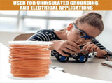 Copper Wire, 99.9% Soft Pure Bare Copper Wire for Gardening, Electroculture,16 Gauge/ 1.3 mm V1192-AZ-W-22935