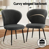 Artiss 2x Dining Chairs Sherpa Boucle Wing Back Grey UPHO-C-DIN-2514-GYX2