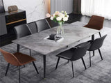 Glossy Gray Rectangular Stone Dining Table With Slim Black Legs V767-JJ-XZ327-YDL