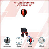 Kids Boxing Punching Bag Set Childrens Training Gloves & Fitness Stand V63-802127