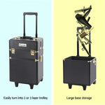 Embellir Makeup Case Beauty Trolley Cosmetic Organiser Box Travel Wheels Gold CASE-MU-4T-081-GDBK