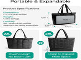 Expandable Tote Bag for Women, Puffer Work Tote Handbag, Quilted Carry On Bag for Travel Gym V1258-DP02-F-4