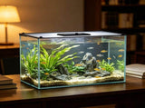 Magnetic Aquarium Hood Cover with Easy Feeding Port and Anti-Jump Mesh for Fish V1192-AZ-W-28462