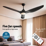 Devanti 64 Inch Ceiling Fan DC Motor w/Light w/Remote - Black CF-B-64-334-BK