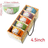 Lucky Cat Ceramic Bowl Set 4-Piece Maneki-Neko Gift Box V1347-DSZ-001-123