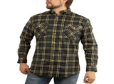 Mens Long Sleeve Flannelette Shirt 100% Cotton Flannel - Black Check V563-FS-FP99-S