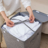 SOGA 2X Grey Medium Collapsible Laundry Hamper Storage Box Foldable Canvas Basket Home Organiser SBOX101X2