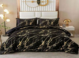 Black Gold Metallic Marble Comforter Set, King Size, Foil Print Glitter 3-Piece Bedding V745-MAB010509AJ3