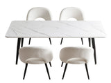 Artiss Dining Table and Chairs Set 5pcs Kitchen Furniture Marble White DSET-MAR150-SHP-WHX4