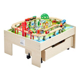 VEVOR Train Table 100 PCS Wooden Kids Activity Table with Rolling Storage Drawer V952-CGKHCZ312513ALK2I001V0
