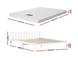 Giselle Double Mattress with Artiss Wooden Bed Frame Natural Pine Timber Base MABF-13D-001D-D-WH