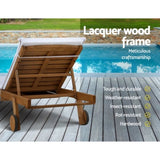 Gardeon 2x Sun Lounge Wooden Lounger Outdoor Furniture Day Bed Wheel Patio White ODF-B-LOUNGE-WHEEL-WHX2