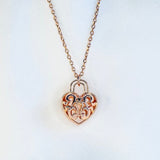 Gift Box - Heart Lock Rose Gold Aroma Necklace + Purify Oil Blend V760-GBAJ - 37