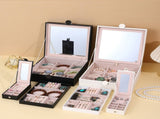 White Luxury Quilted Jewelry Storage Box with Mirror and Multi-Layer Compartments V888-ELOSUNG15441