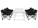 Weisshorn 7pc Camping Table Chair Set Outdoor Folding Aluminium Portable Picnic CAMP-MOON-BKX6-MDF-240