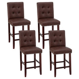 Artiss 4x Bar Stools Kitchen Dining Chairs Counter PU Leather Wooden Ada Brown UPHO-C-BAR-2501-BRX4