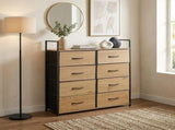 CARLA HOME 8 Drawer Tallboy Large Storage Cabinet - Brown - Rustic - Steel - Chest Drawers Tallboy V178-36456