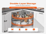 28" Kidney Shaped Chrome Corner Organizer, 360&deg Rotatble Kitchen Base Cabinet Blind Corner, 2 Tier V952-QKXBMJSNLDGGTNJRVV0