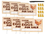 6/10 Pcs Eggs Metal Sign 14 x 11 inches with Stakes Marker Pen Arrow Stickers Weatherproof V1366-AZ2-W-15024