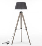 LARGE TRIPOD FLOOR LAMP Linen Shade Modern Light Retro Vintage Wooden V563-BR-75006