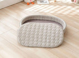 Cooling Ice Silk Pet Bed for Small Dogs and Cats, Breathable Summer Nest with Washable Cushion, V1341-ZY-M5MWNNBL-LIGHTGREY-L7058CM