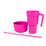 2 In 1 Snack Drink Cup with Straw Large Opening Plastic Beverage Cup Top Snack Bowl for Movie V1294-YM0901-3118230165615