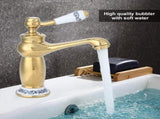 Stylish Antique Gold Brass Basin Faucet Hot and Cold Water Tap for Hotel Home Bathroom Use V1294-YM0901-3112200061411