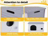 i.Pet Cat House Enclosed Shelter Plastic Nest Stackable Bench Box Outdoor Indoor Grey PET-CH-PE38-GY