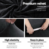 Artiss Sofa Cover Couch Covers 4 Seater Velvet Black SCOVER-VEL-4-BK